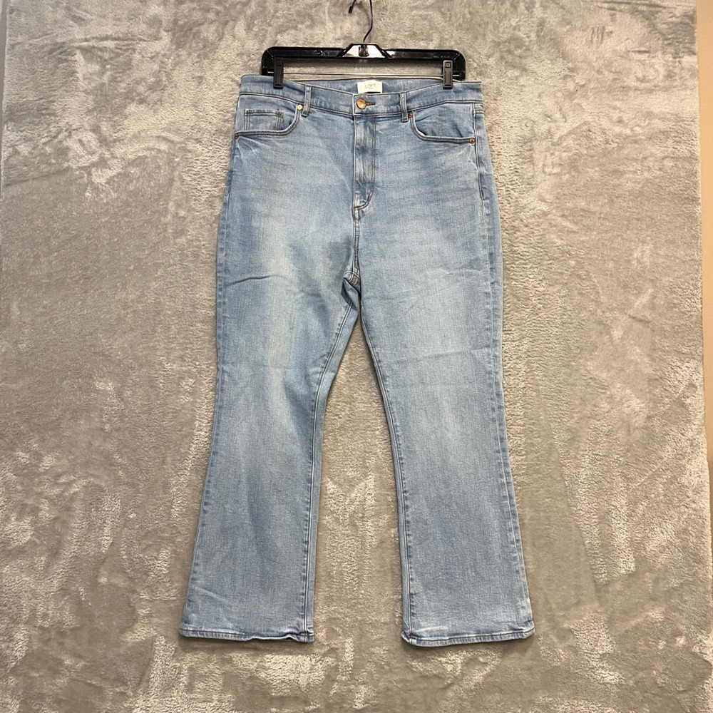 Loft Outlet Jeans Womens 12 Light Blue High Rise Flare Crop Denim